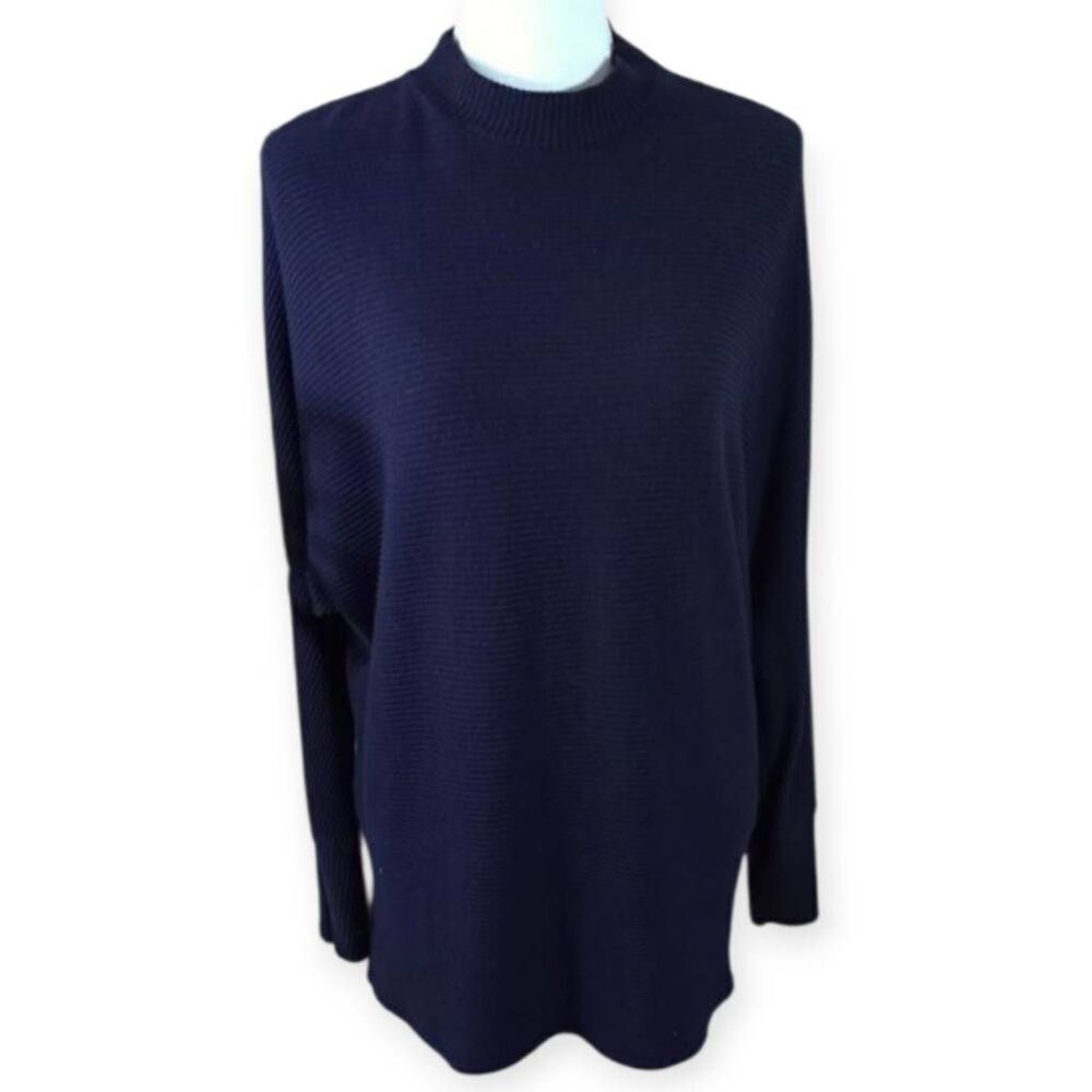 MATTY M DK BLUE MOCK NECK SWEATER SZ.S/M EUC